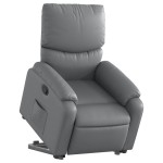 vidaXL Fotoliu rabatabil cu ridicare, gri, piele ecologică vidaXL Fotoliu rabatabil cu ridicare, gri, piele ecologică