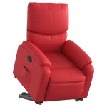 vidaXL Fotoliu rabatabil cu ridicare, roșu, piele ecologică