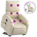 vidaXL Fotoliu rabatabil cu ridicare, crem, piele ecologică