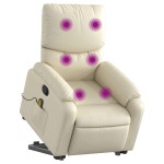 vidaXL Fotoliu rabatabil cu ridicare, crem, piele ecologică