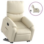 vidaXL Fotoliu rabatabil electric cu ridicare, crem, piele ecologică