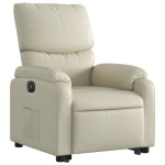 vidaXL Fotoliu rabatabil electric cu ridicare, crem, piele ecologică