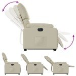 vidaXL Fotoliu rabatabil electric cu ridicare, crem, piele ecologică