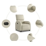 vidaXL Fotoliu rabatabil electric cu ridicare, crem, piele ecologică