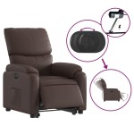 vidaXL Fotoliu rabatabil electric cu ridicare, maro, piele ecologică