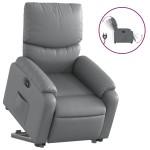 vidaXL Fotoliu rabatabil electric cu ridicare, gri, piele ecologică