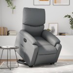 vidaXL Fotoliu rabatabil electric cu ridicare, gri, piele ecologică