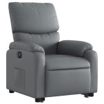 vidaXL Fotoliu rabatabil electric cu ridicare, gri, piele ecologică