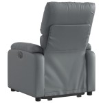 vidaXL Fotoliu rabatabil electric cu ridicare, gri, piele ecologică