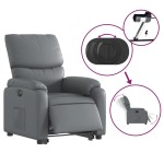 vidaXL Fotoliu rabatabil electric cu ridicare, gri, piele ecologică