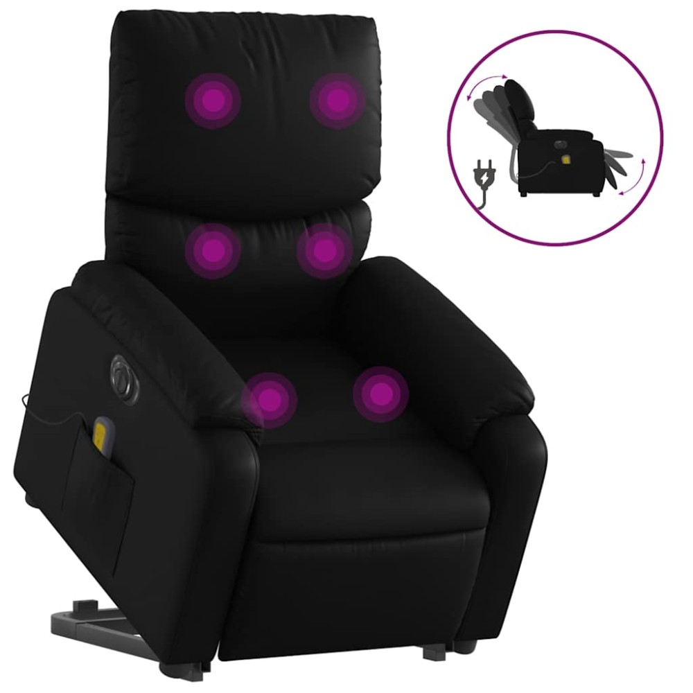 vidaXL Fotoliu electric masaj rabatabil cu ridicare, negru