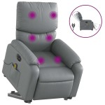 vidaXL Fotoliu masaj rabatabil electric cu ridicare, gri, piele eco