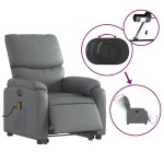 vidaXL Fotoliu masaj rabatabil electric cu ridicare, gri, piele eco