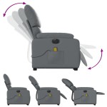 vidaXL Fotoliu masaj rabatabil electric cu ridicare, gri, piele eco