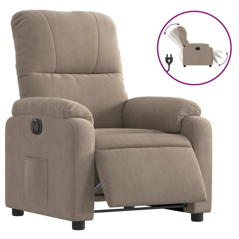 vidaXL Fotoliu rabatabil electric, gri taupe, microfibră