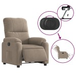 vidaXL Fotoliu rabatabil electric, gri taupe, microfibră