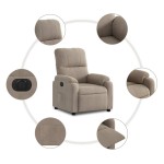 vidaXL Fotoliu rabatabil electric, gri taupe, microfibră