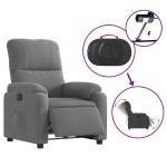 vidaXL Fotoliu rabatabil electric, gri deschis, microfibră