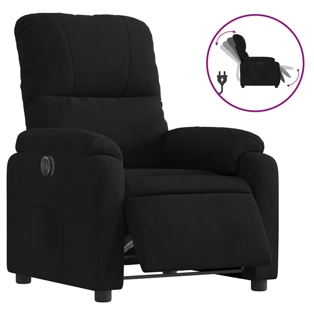 vidaXL Fotoliu rabatabil electric, negru, microfibră