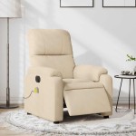 vidaXL Fotoliu de masaj rabatabil electric, crem, microfibră vidaXL Fotoliu de masaj rabatabil electric, crem, microfibră
