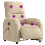 vidaXL Fotoliu de masaj rabatabil electric, crem, microfibră vidaXL Fotoliu de masaj rabatabil electric, crem, microfibră