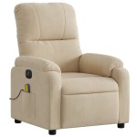 vidaXL Fotoliu de masaj rabatabil electric, crem, microfibră vidaXL Fotoliu de masaj rabatabil electric, crem, microfibră