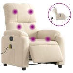 vidaXL Fotoliu de masaj rabatabil electric, bej, microfibră vidaXL Fotoliu de masaj rabatabil electric, bej, microfibră