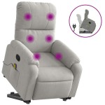 vidaXL Fotoliu de masaj rabatabil cu ridicare, gri deschis, microfibră vidaXL Fotoliu de masaj rabatabil cu ridicare, gri deschis, microfibră