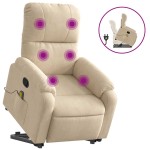vidaXL Fotoliu de masaj rabatabil cu ridicare, crem, microfibră vidaXL Fotoliu de masaj rabatabil cu ridicare, crem, microfibră
