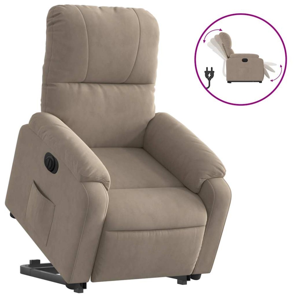 vidaXL Fotoliu rabatabil electric cu ridicare, gri taupe, microfibră