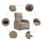 vidaXL Fotoliu rabatabil electric cu ridicare, gri taupe, microfibră