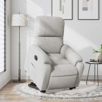 vidaXL Fotoliu rabatabil electric cu ridicare, gri deschis, microfibră