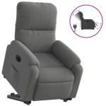 vidaXL Fotoliu rabatabil electric cu ridicare, gri închis, microfibră