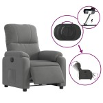 vidaXL Fotoliu rabatabil electric cu ridicare, gri închis, microfibră
