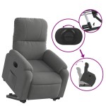 vidaXL Fotoliu rabatabil electric cu ridicare, gri închis, microfibră