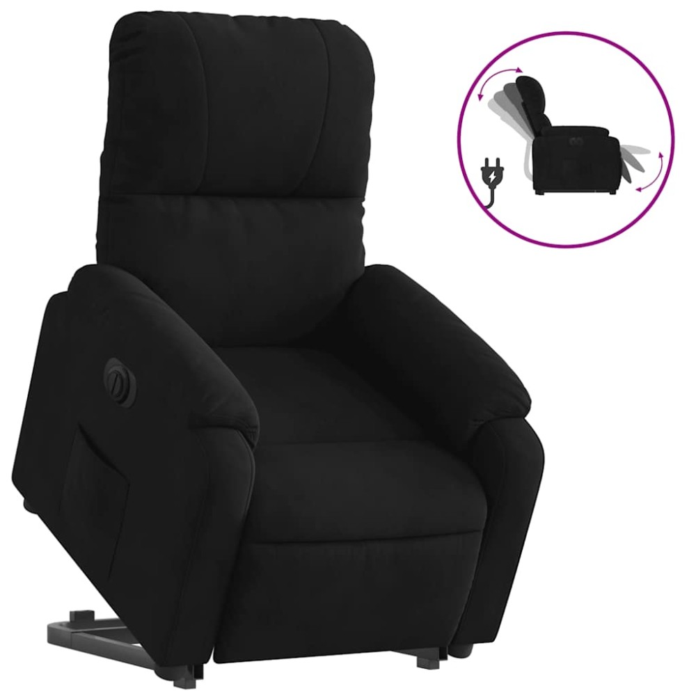 vidaXL Fotoliu rabatabil electric cu ridicare, negru, microfibră
