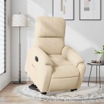 vidaXL Fotoliu rabatabil electric cu ridicare, crem, microfibră