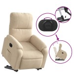 vidaXL Fotoliu rabatabil electric cu ridicare, crem, microfibră