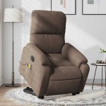 vidaXL Fotoliu de masaj rabatabil electric cu ridicare maro microfibră vidaXL Fotoliu de masaj rabatabil electric cu ridicare maro microfibră