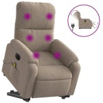 vidaXL Fotoliu masaj rabatabil electric cu ridicare, taupe, microfibră