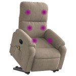 vidaXL Fotoliu masaj rabatabil electric cu ridicare, taupe, microfibră