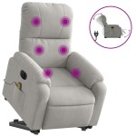 vidaXL Fotoliu de masaj rabatabil electric cu ridicare gri, microfibră vidaXL Fotoliu de masaj rabatabil electric cu ridicare gri, microfibră