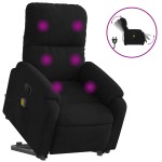 vidaXL Fotoliu masaj rabatabil electric cu ridicare, negru, microfibră