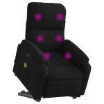 vidaXL Fotoliu masaj rabatabil electric cu ridicare, negru, microfibră
