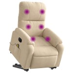 vidaXL Fotoliu de masaj rabatabil electric cu ridicare crem microfibră vidaXL Fotoliu de masaj rabatabil electric cu ridicare crem microfibră