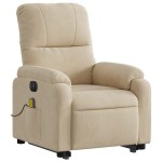 vidaXL Fotoliu de masaj rabatabil electric cu ridicare crem microfibră vidaXL Fotoliu de masaj rabatabil electric cu ridicare crem microfibră