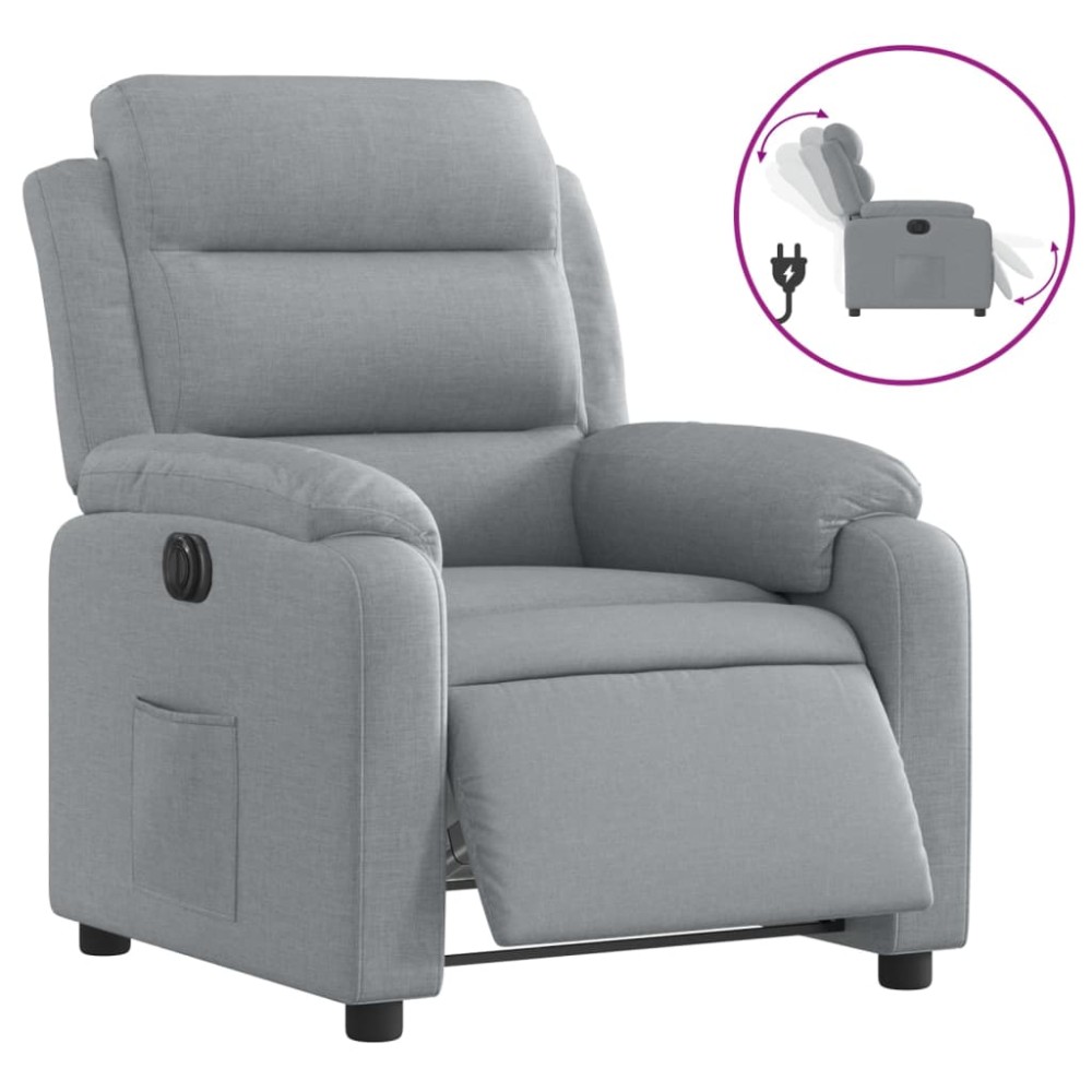 vidaXL Fotoliu rabatabil electric, gri deschis, textil
