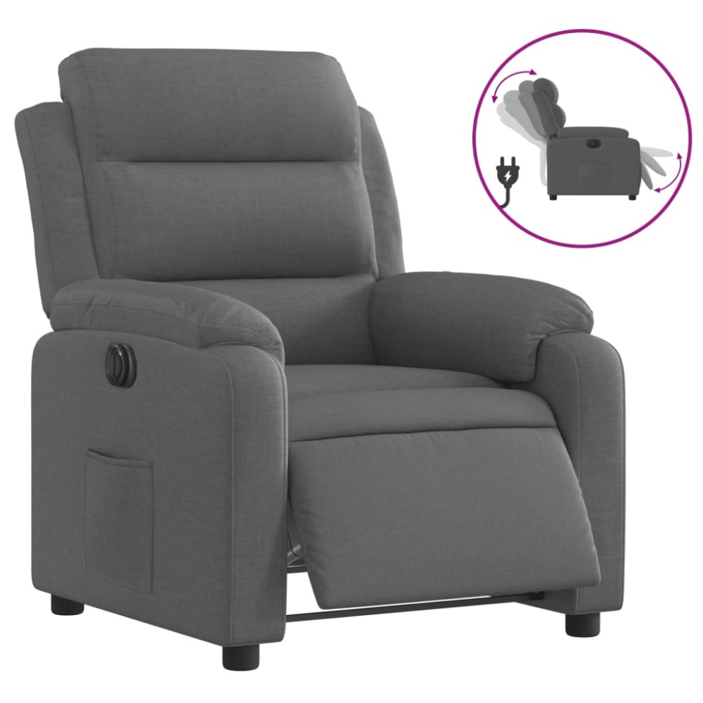 vidaXL Fotoliu rabatabil electric, gri închis, material textil