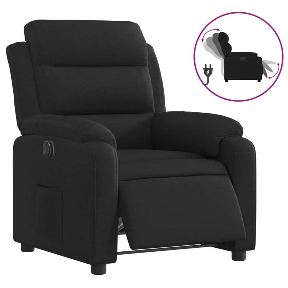 vidaXL Fotoliu rabatabil electric, negru, material textil