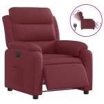 vidaXL Fotoliu rabatabil electric, roșu vin, material textil